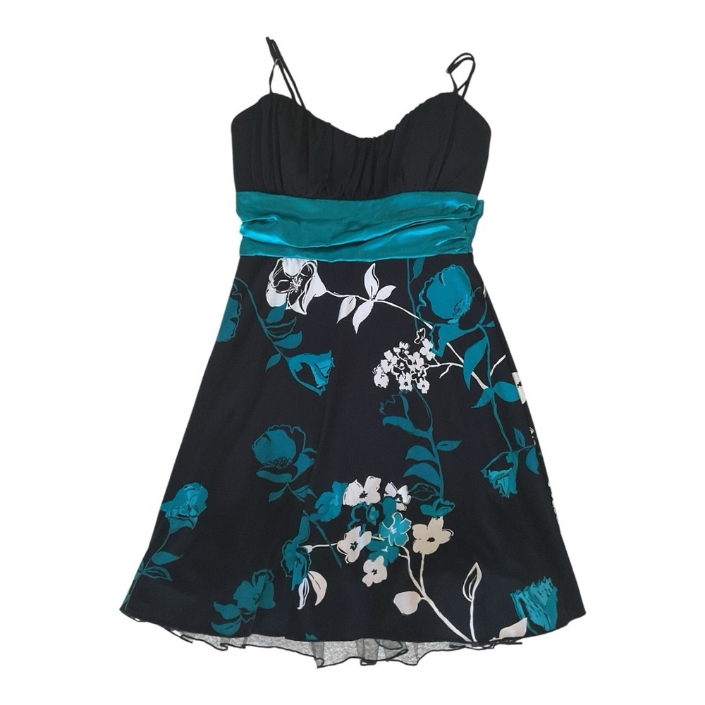 Speechless Teal Floral Fit & Flare Dress – Size Medium - Picture 3 of 7
